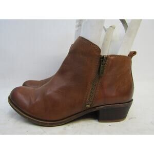 Lucky Brand Womens Size 7.5 M Brown Leather Zip Ankle Fashion Boots